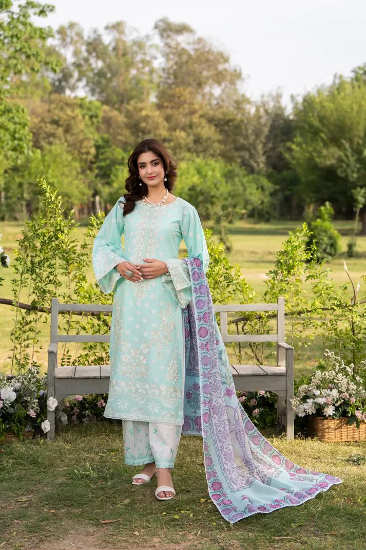 Cotton Embroidered Shirt & Sequins Dupatta - Image 8