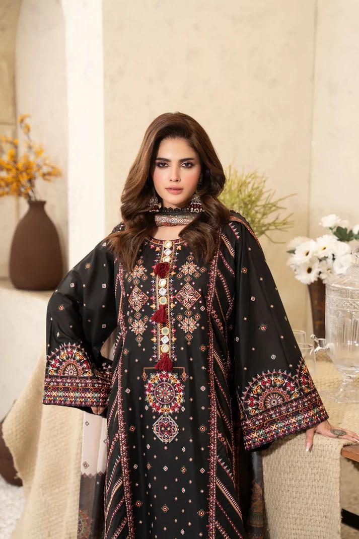 Kashmiri Embroidered Long Shirt with Silk Dupatta - Image 12