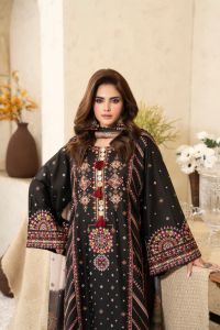 Kashmiri Embroidered Long Shirt with Silk Dupatta - Thumbnail 12