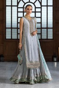 Regal Gloss Silk Ensemble with Crush Sharara - Thumbnail 7