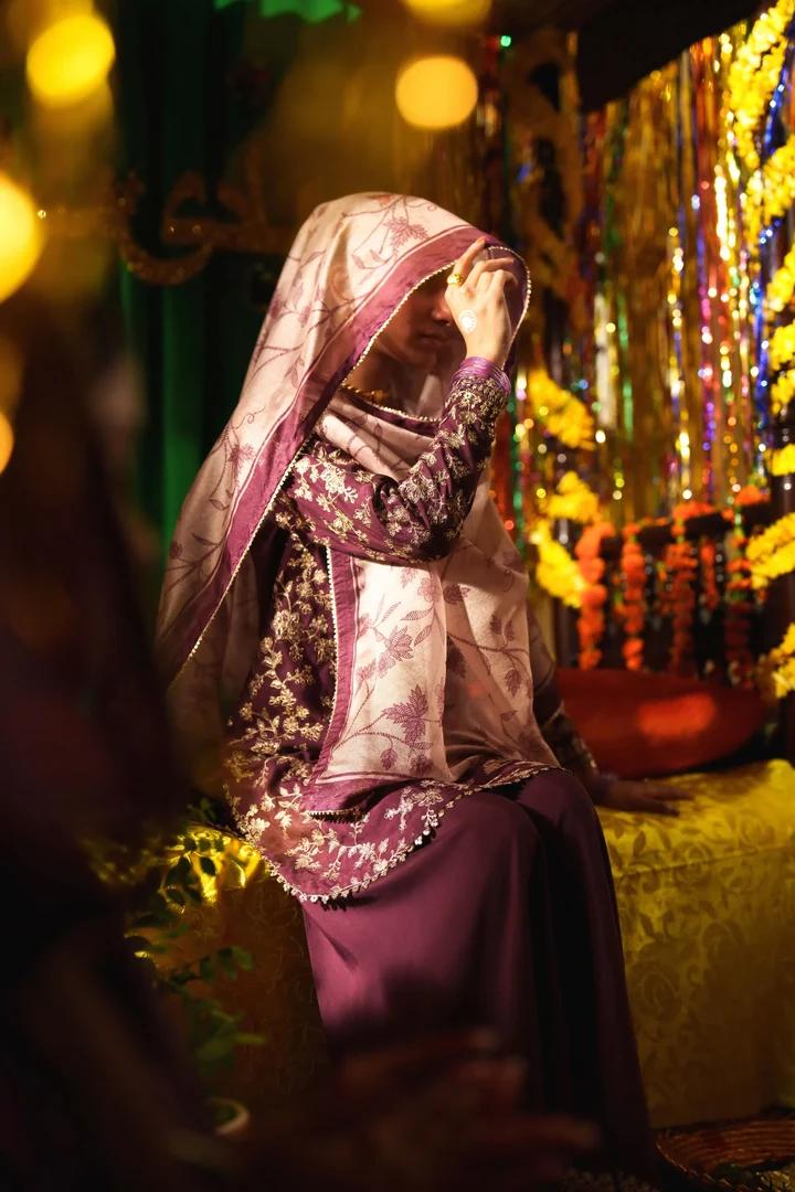 Plum Gold Embroidered Suit - Image 5