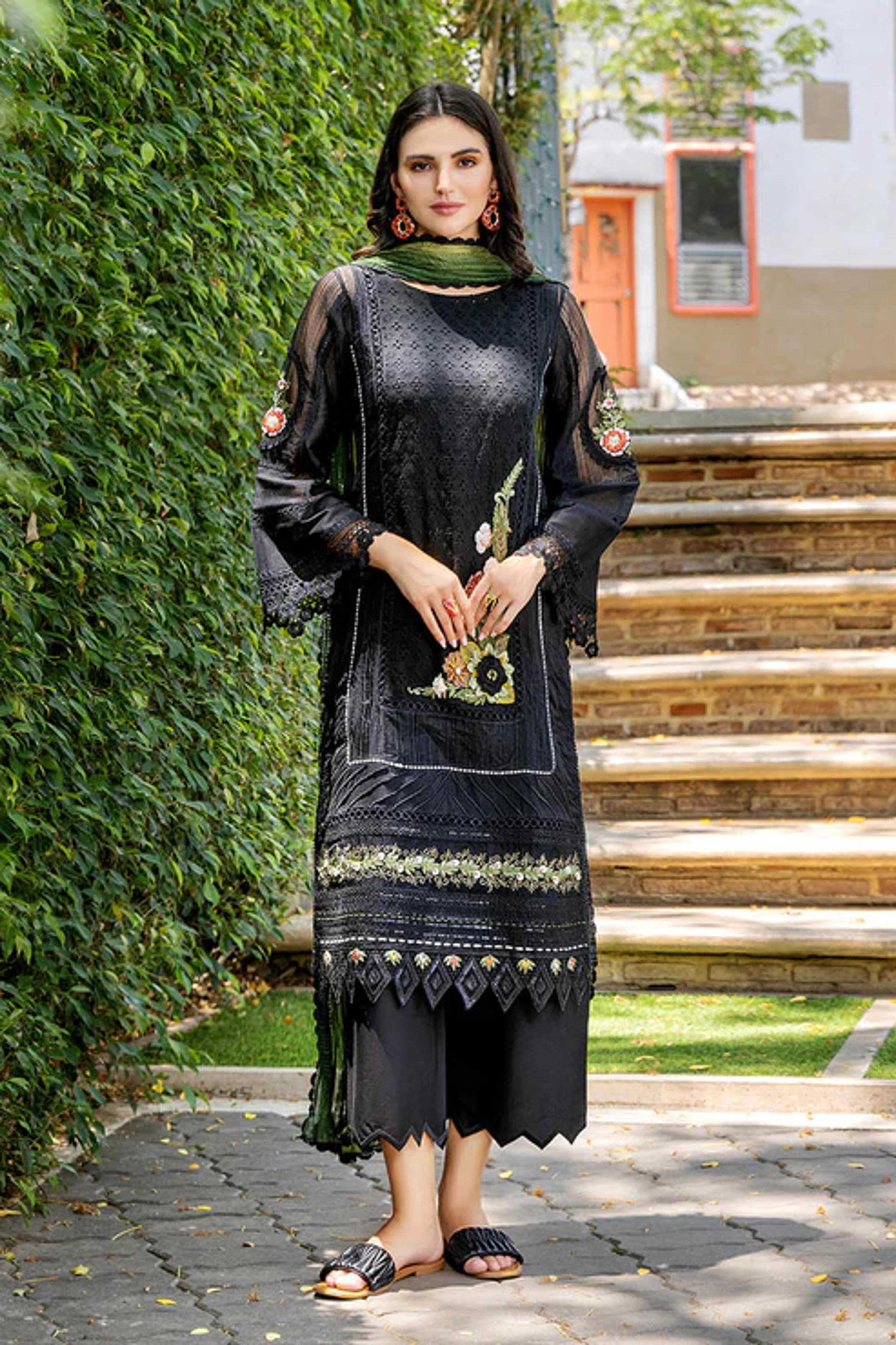 Cotton Chikan Suit with Crinkle Chiffon Dupatta