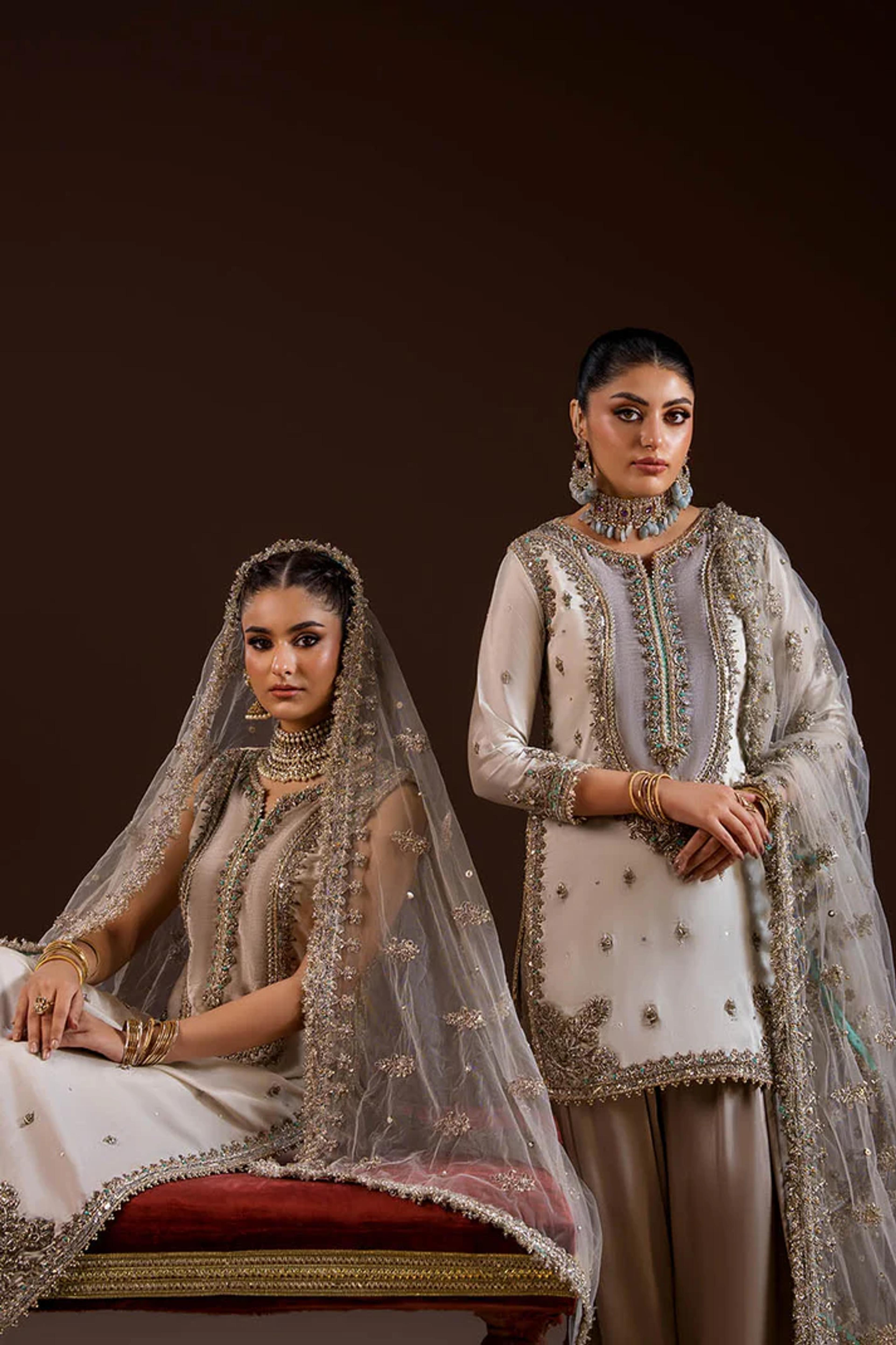Silk Suit with Net Dupatta&Trousers - Thumbnail 1