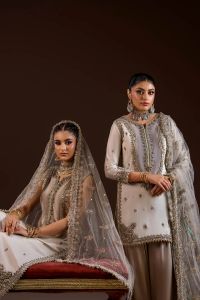Silk Suit with Net Dupatta&Trousers - Thumbnail 1