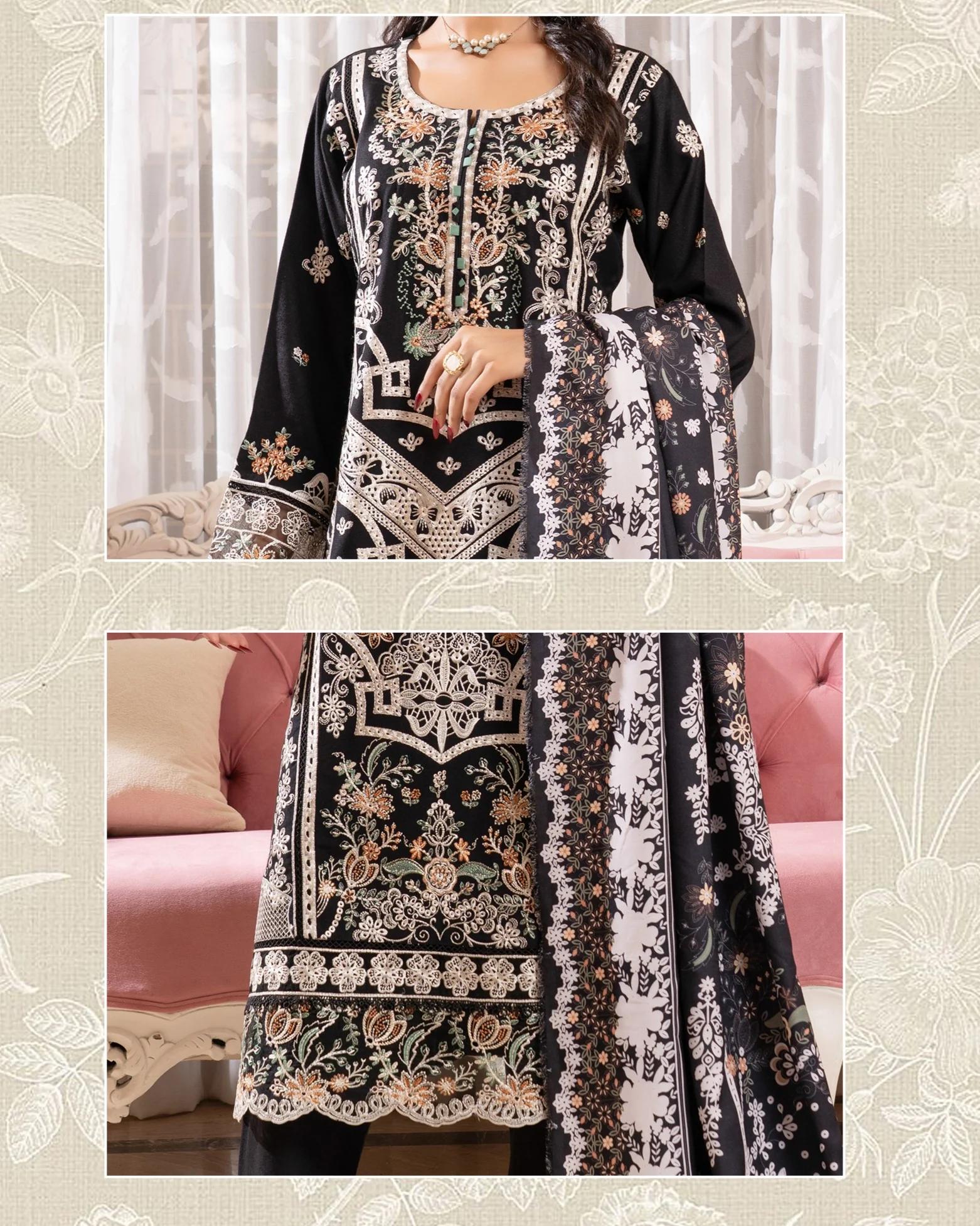 Embroidered Suit with Geometric Front - Image 4