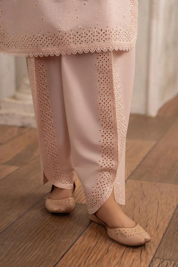 Embroidered Short Shirt & Tulip Shalwar with Chiffon Dupatta - Image 7