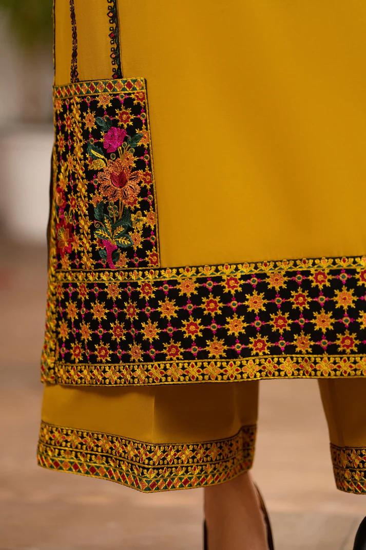 Sindhi Embroidered Shirt & Loose Trouser with Chiffon Dupatta - Image 10