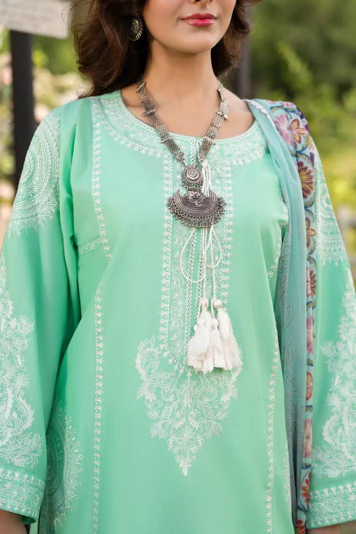 Embroidered Shirt & Printed Chiffon Dupatta - Image 10