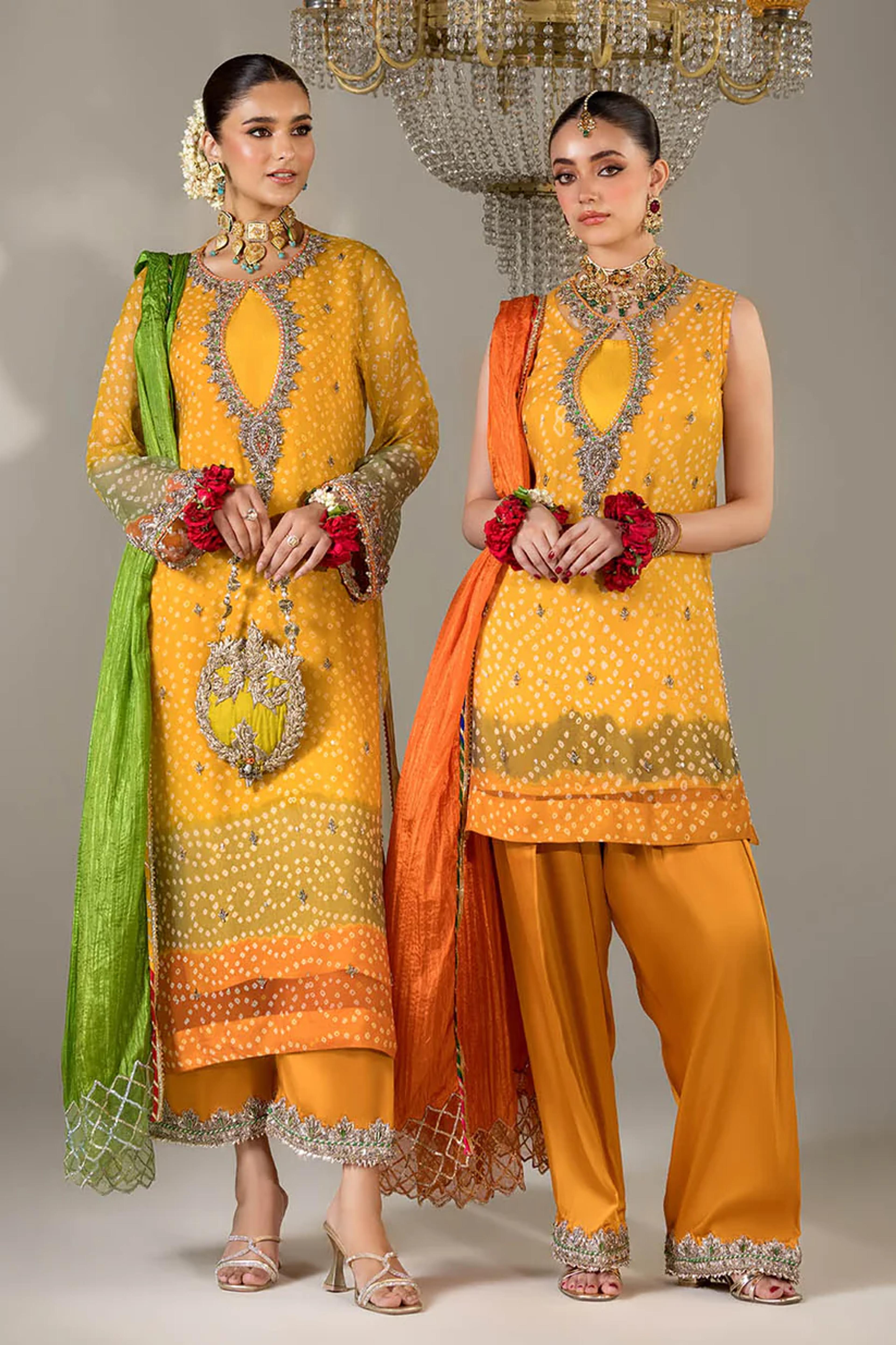 Chiffon & Silk Embroidered Suit - Thumbnail 10