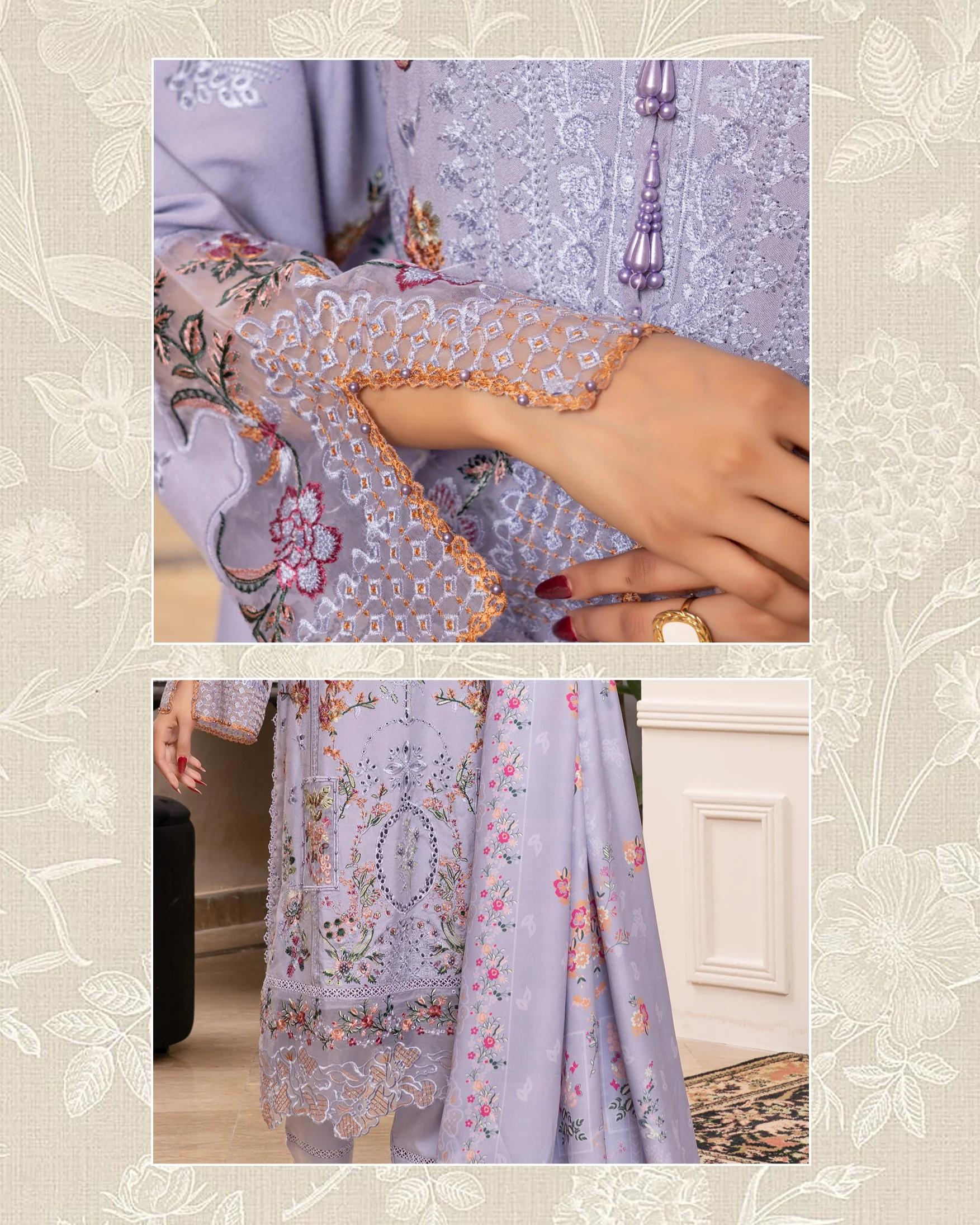 Embroidered Suit with Beaded Tassels - Image 4