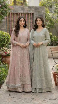 Pearl & Sequin Embroidered Festive Maxi - Thumbnail 1