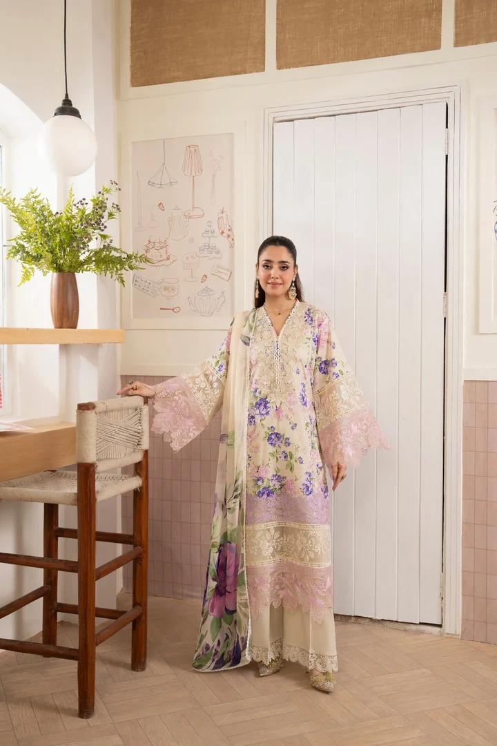 Lawn Ensemble with Delicate Lace Detailing - Image 1