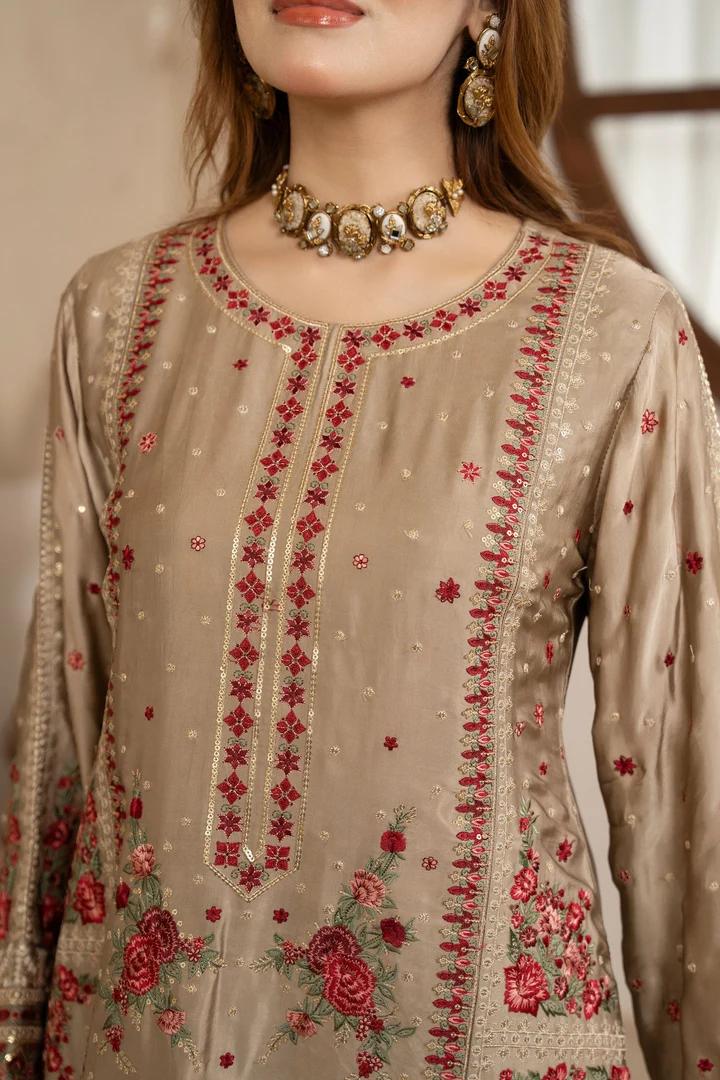 Embroidered Tilla Sequin Suit - Image 11
