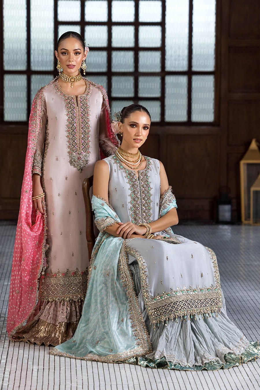 Regal Gloss Silk Ensemble with Crush Sharara