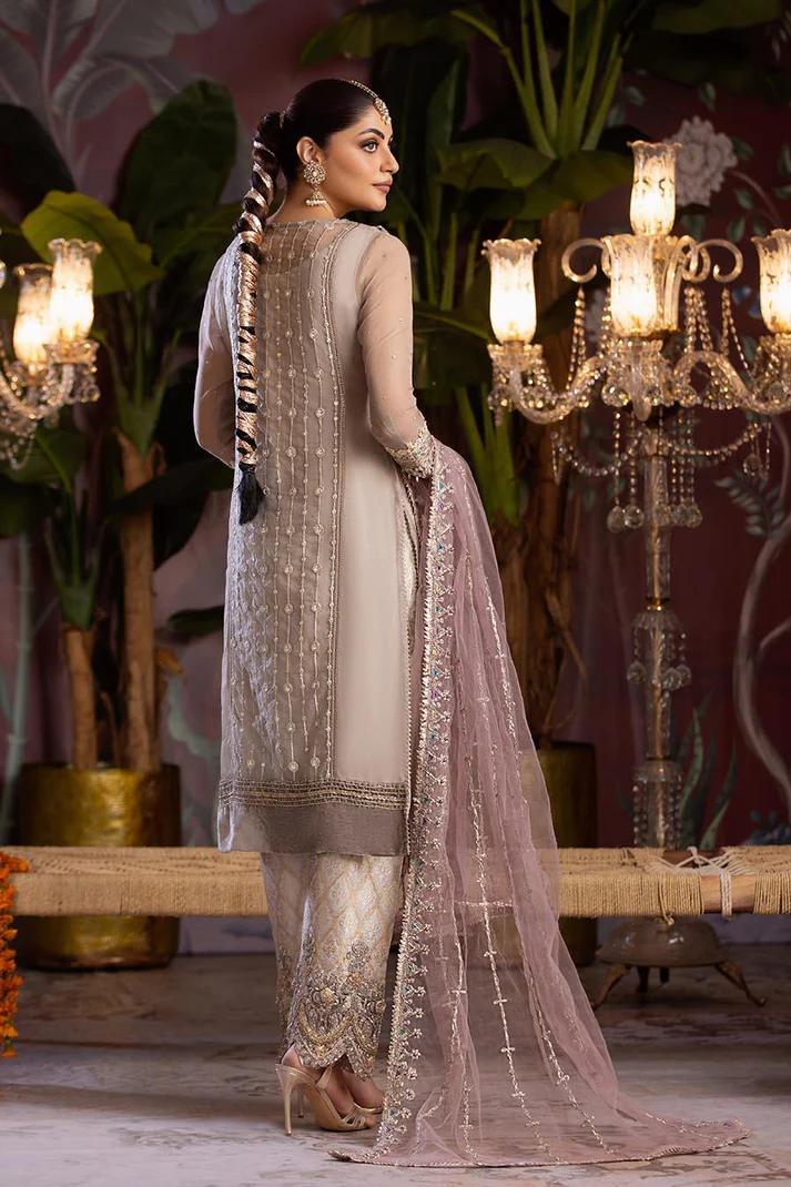 Organza Applique Shirt & Jamawar Shalwar Set - Image 11