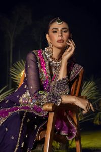 Heavily Embellished Silk & Chiffon Festive Suit - Thumbnail 7
