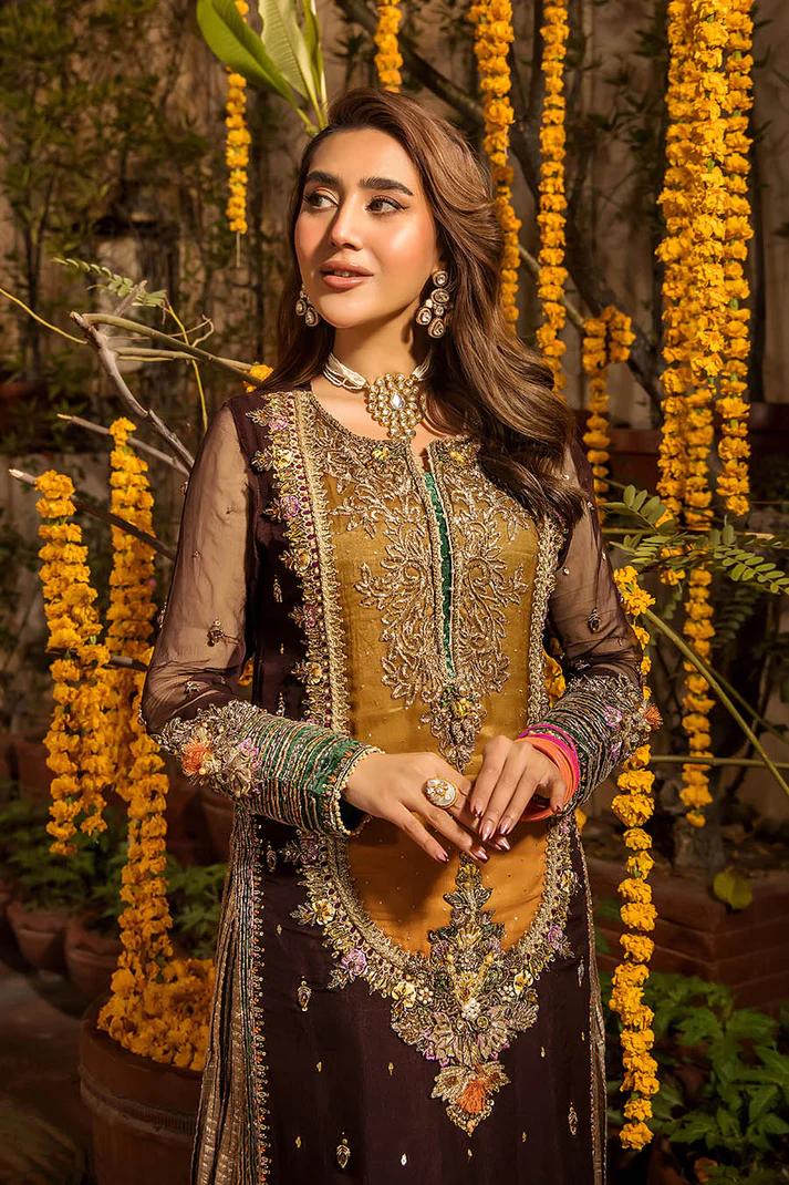 Embroidered Chiffon Suit with Net Dupatta & Sharara - Image 6