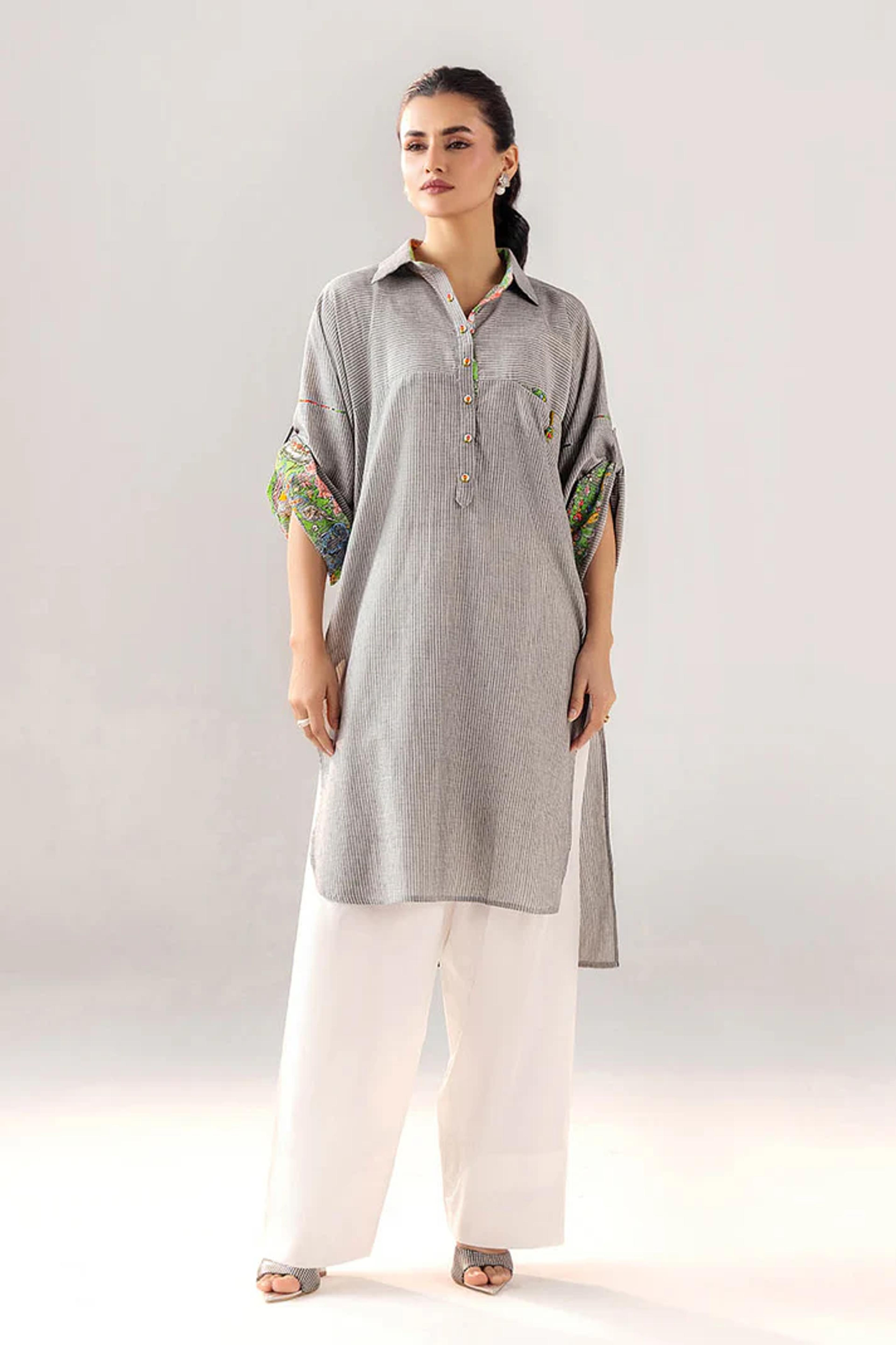 Casual Yarn-Dyed Cotton Suit - Thumbnail 1