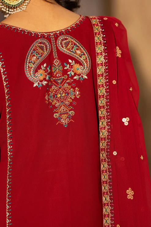 Chiffon Threadwork Suit with Gota Dupatta - Image 12