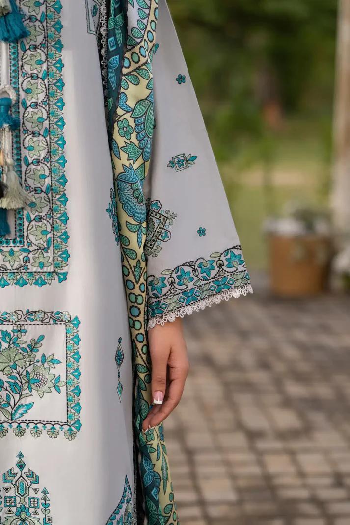 Multi-Thread Embroidered Shirt with Silk Dupatta & Plazo - Image 12