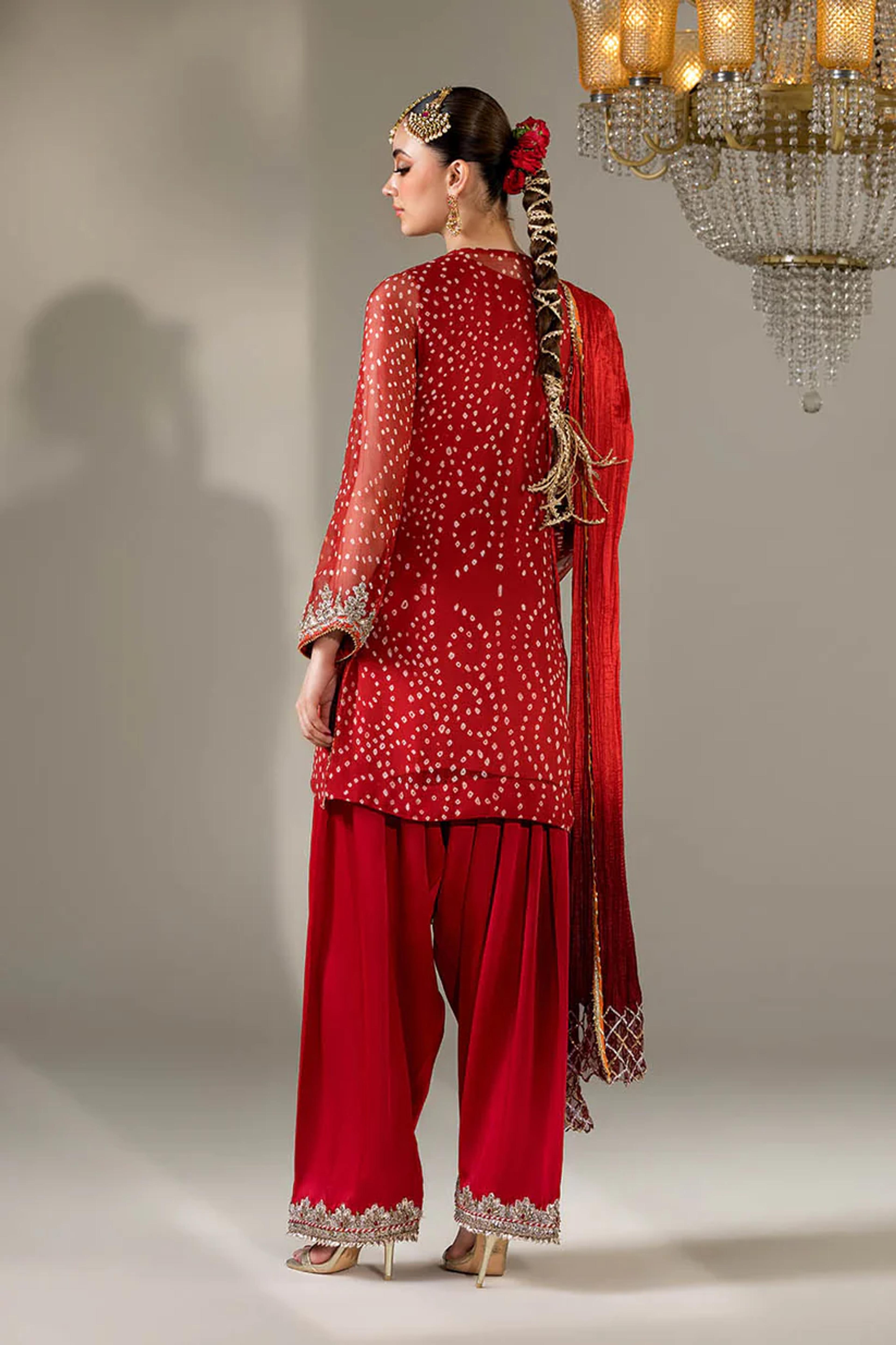 Chiffon & Silk Embroidered Suit - Thumbnail 3