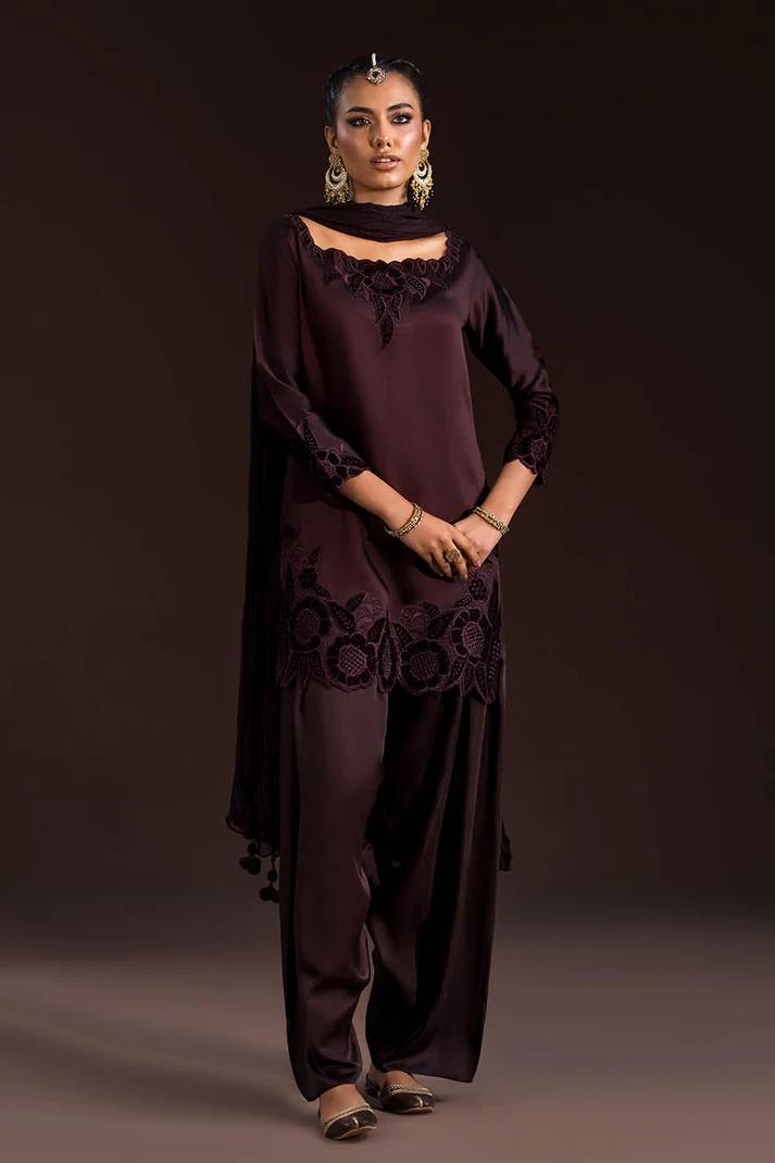 Glass Silk & Charmeuse Silk Shalwar Set - Image 1