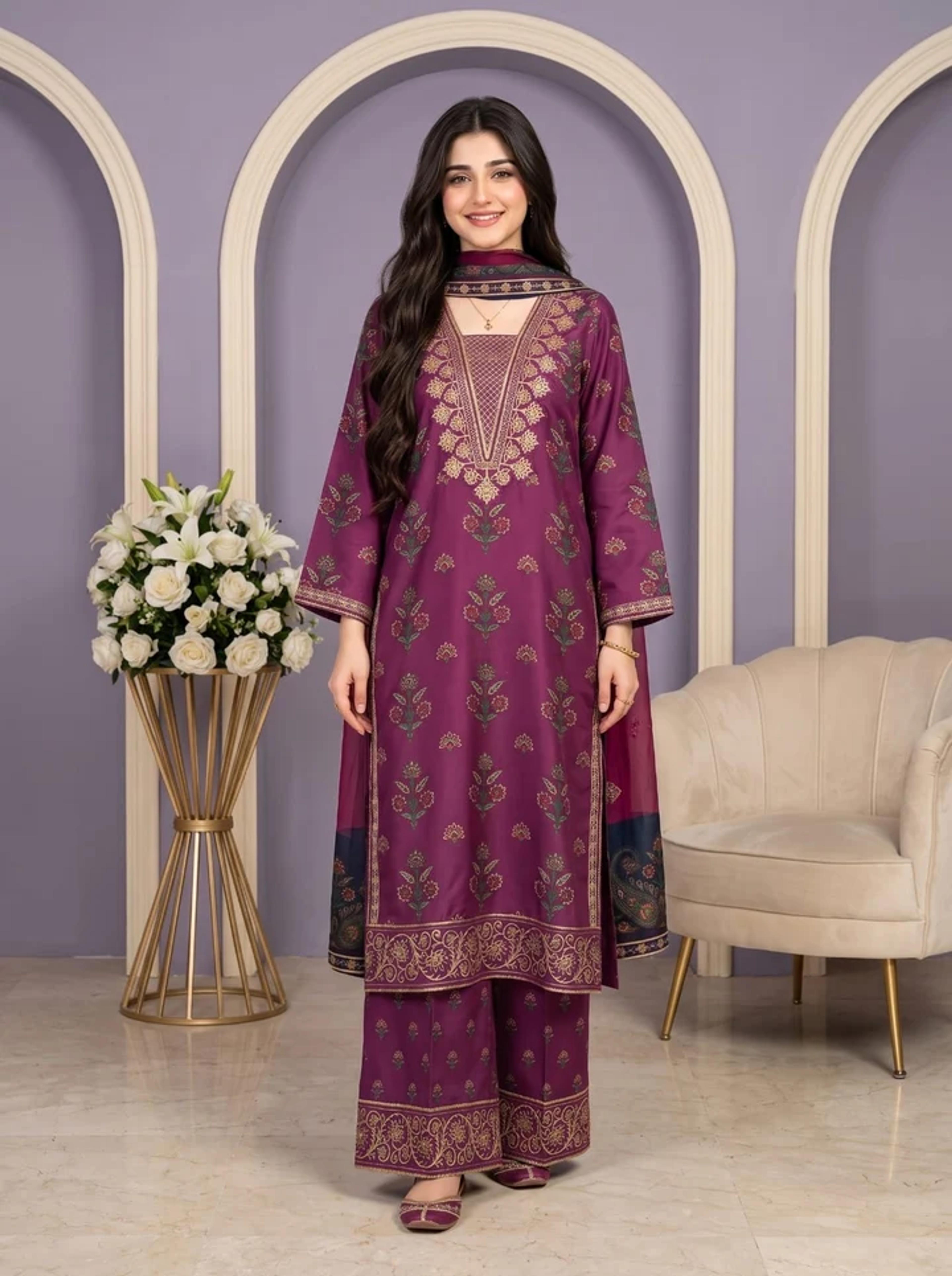 3PC Suit with Embroidery - Thumbnail 2