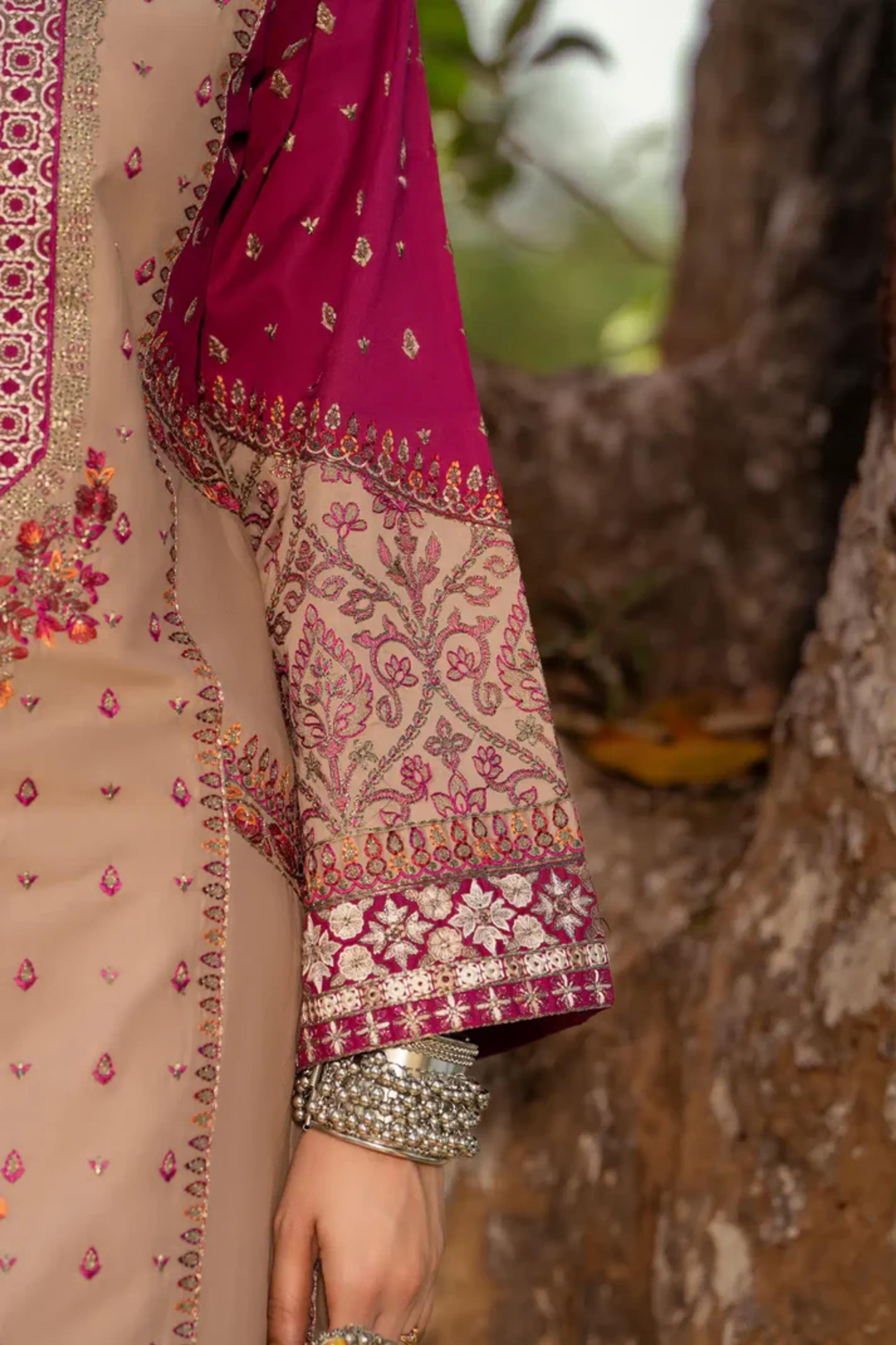 Traditional Ethnic Set with Apple Silk & Farshi Shalwar - Thumbnail 6
