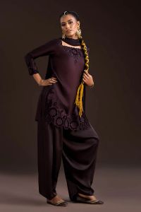 Glass Silk & Charmeuse Silk Shalwar Set - Thumbnail 2