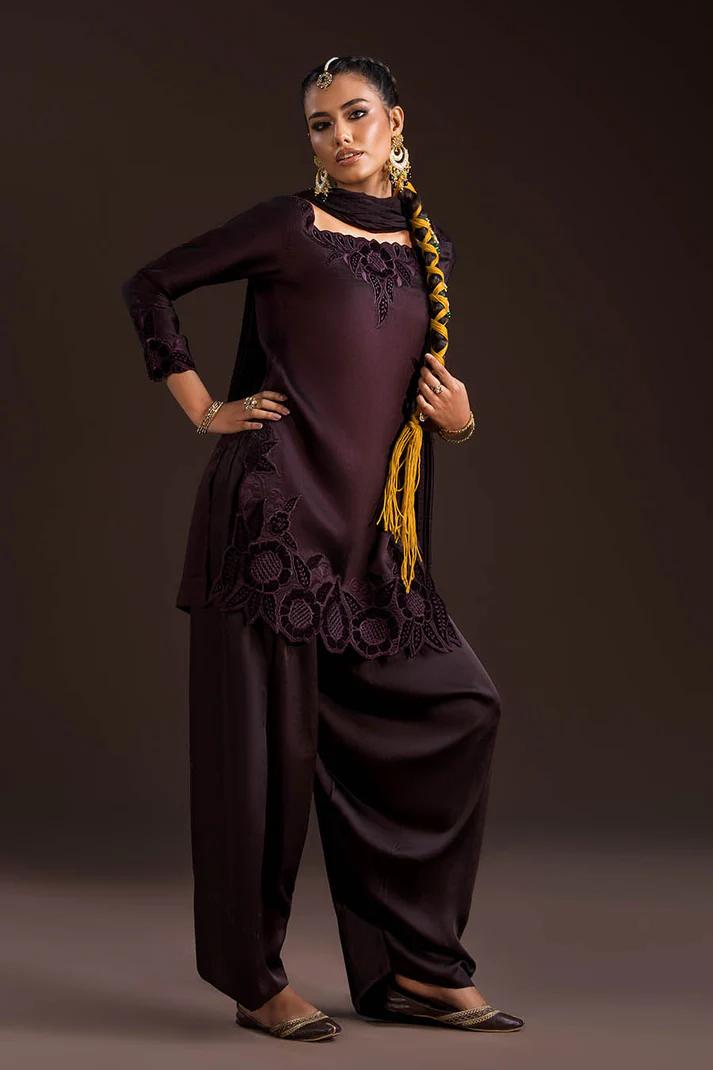 Glass Silk & Charmeuse Silk Shalwar Set - Image 2
