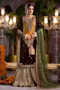Zardozi Velvet Shirt & Crushed Sharara - Thumbnail 9