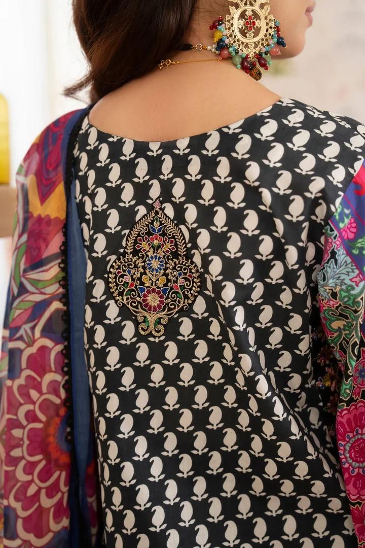 Festive Lawn Ensemble with Flared Sharara - Image 5
