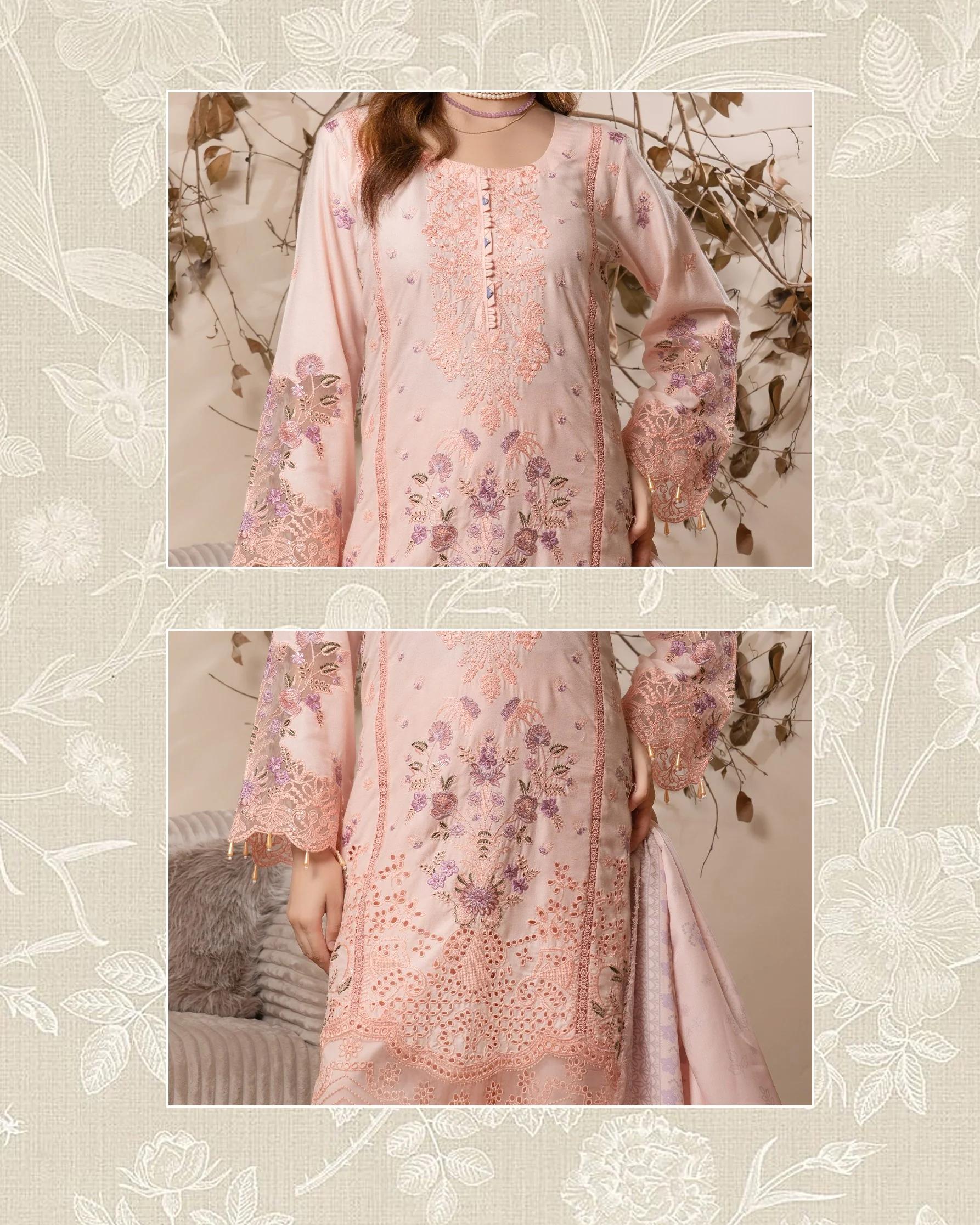 Embroidered Suit with Beaded Tassel Sleeves - Image 4