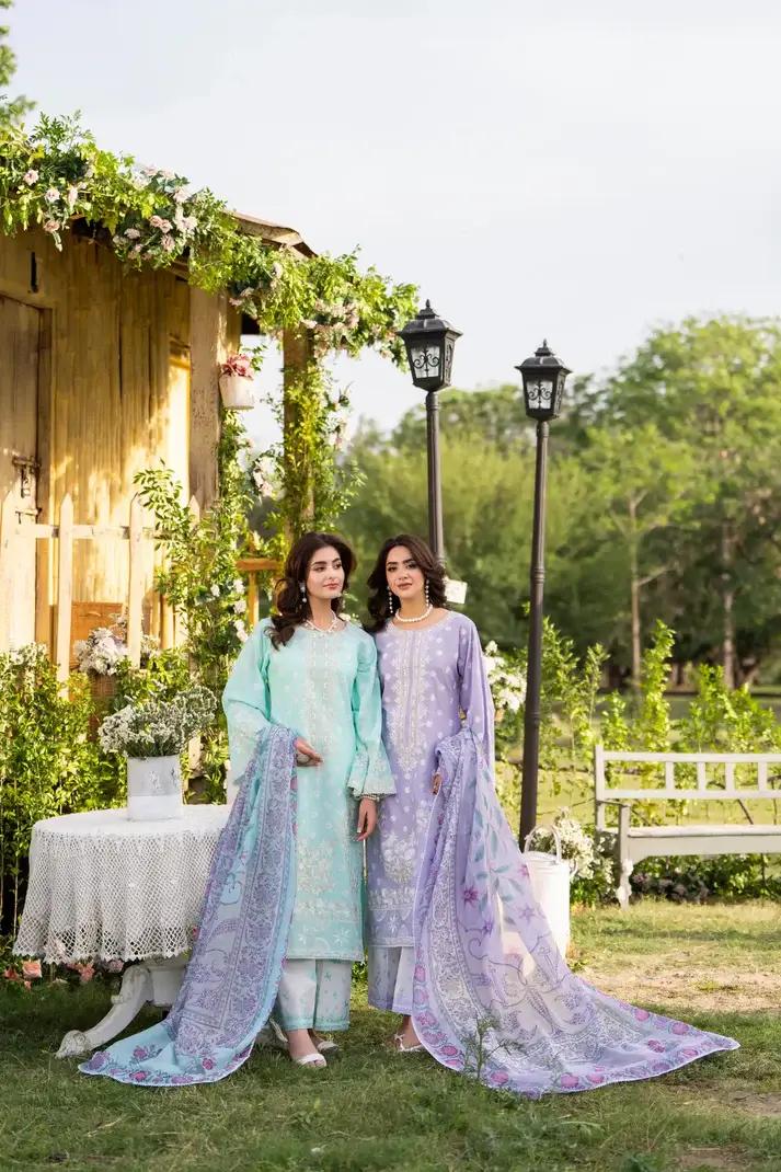Cotton Embroidered Shirt & Sequins Dupatta - Image 1