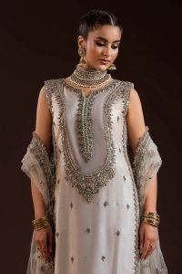 Silk Suit with Net Dupatta&Trousers - Thumbnail 4