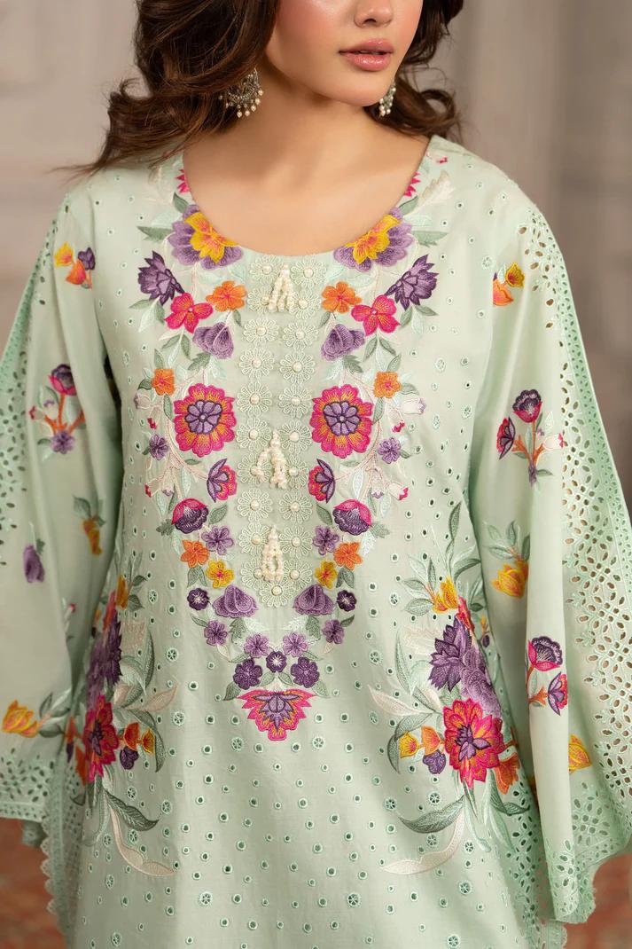Embroidered Short Shirt & Tulip Shalwar with Chiffon Dupatta - Image 11