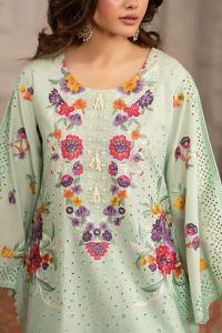 Embroidered Short Shirt & Tulip Shalwar with Chiffon Dupatta - Thumbnail 11