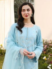 Pearl-Embellished Chikankari Jacquard Suit - Thumbnail 2
