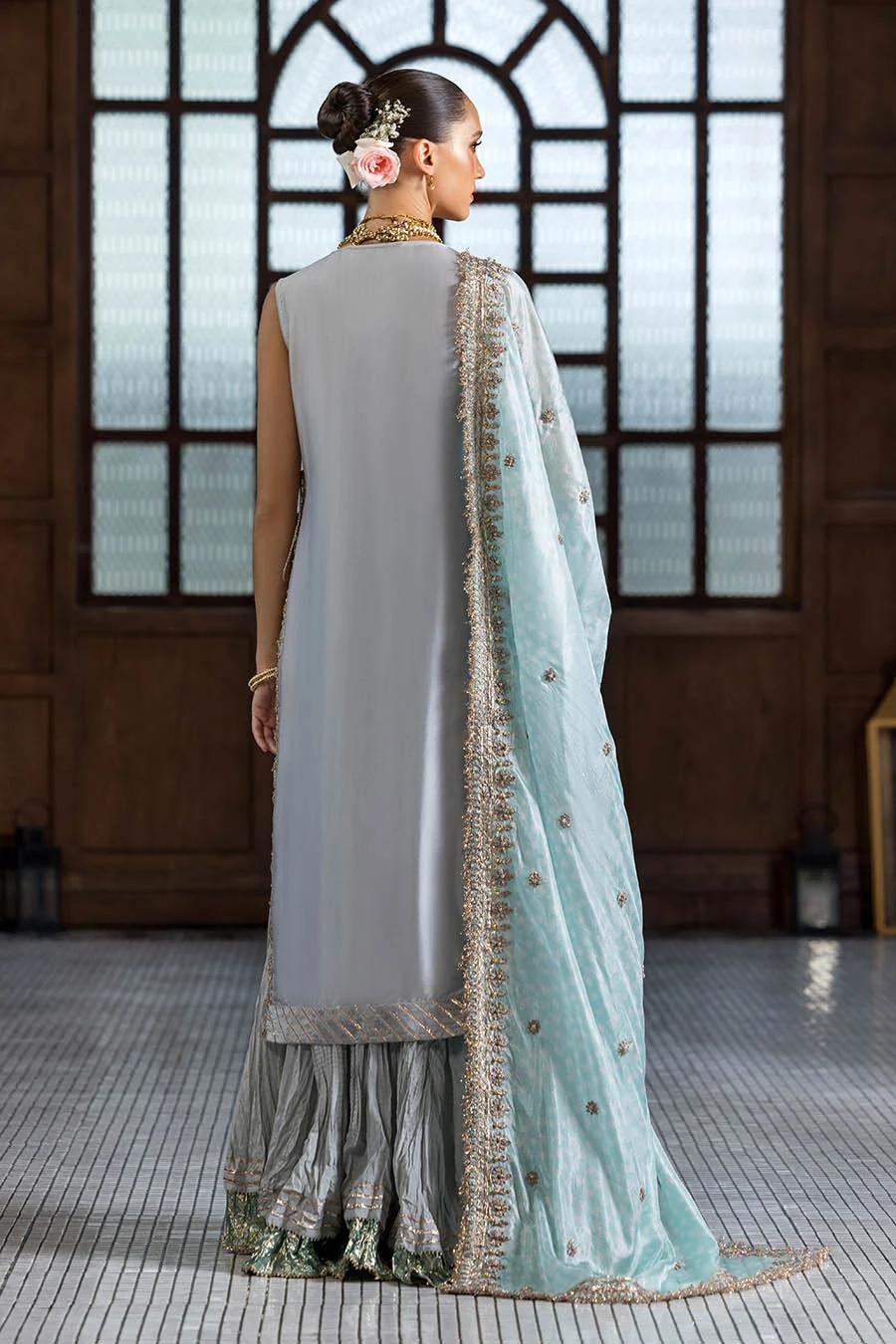 Regal Gloss Silk Ensemble with Crush Sharara - Image 10