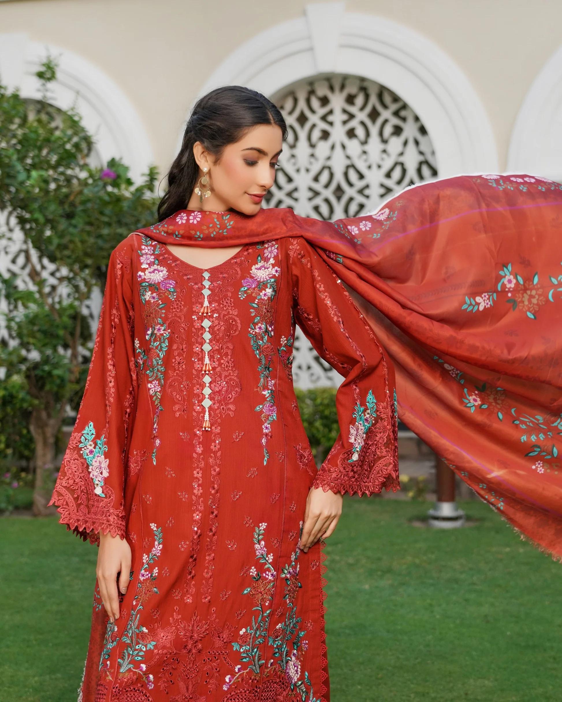 Regal Rust Cutwork Suit - Image 4