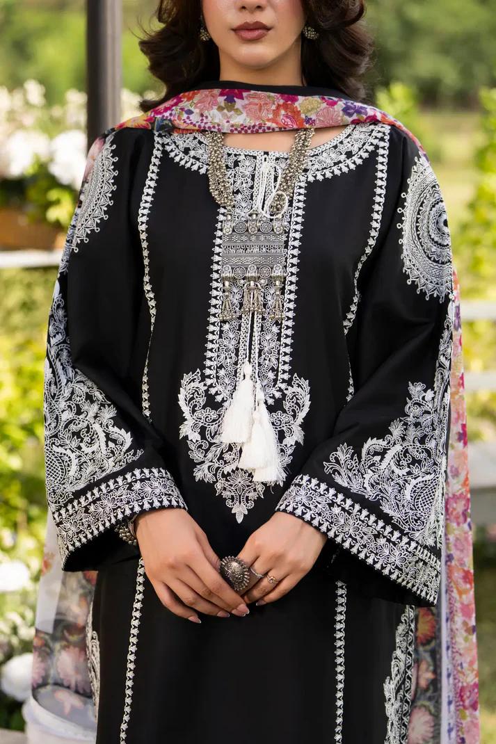 Embroidered Shirt & Printed Chiffon Dupatta - Image 5