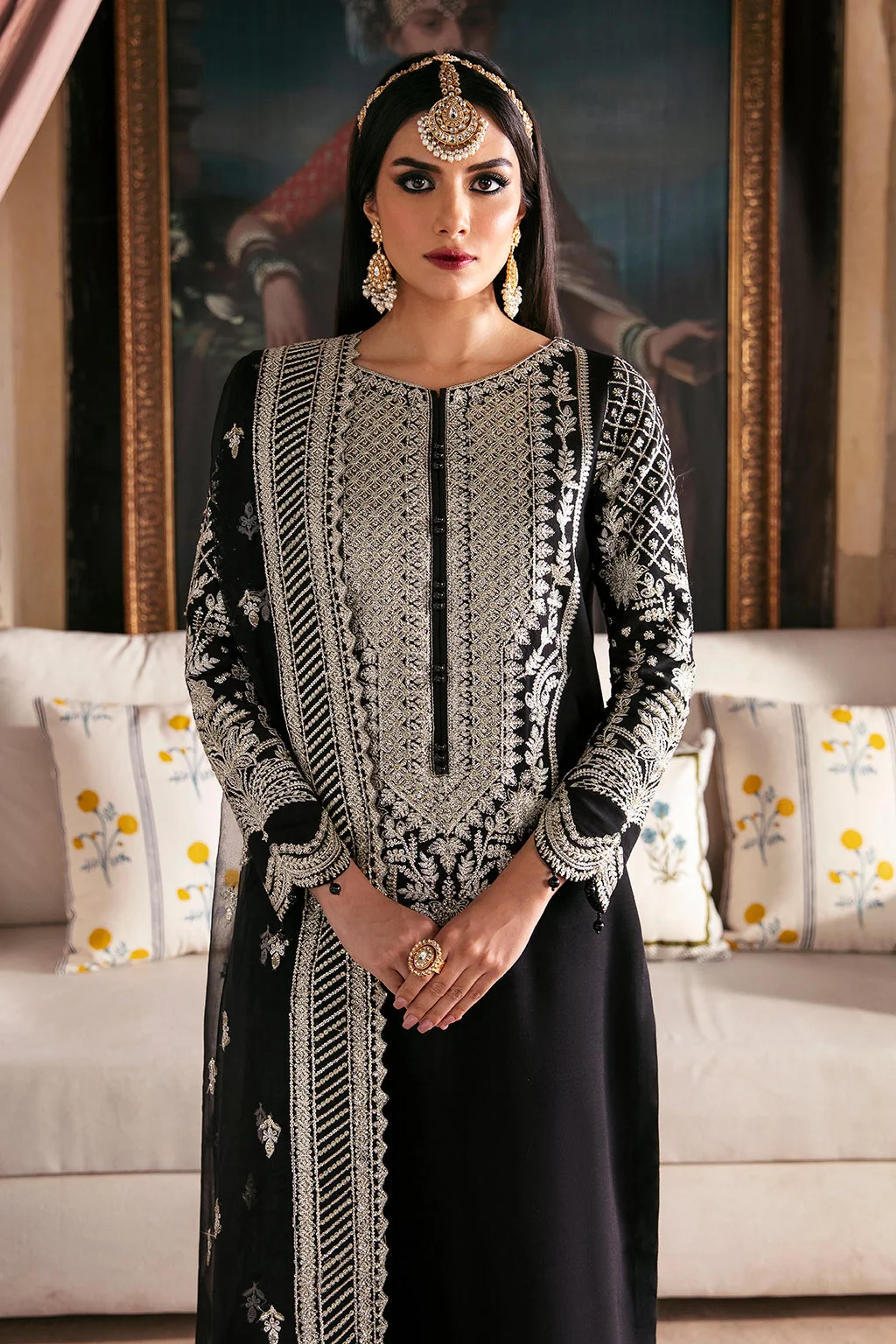 Raw Silk Suit with Organza Dupatta - Thumbnail 4
