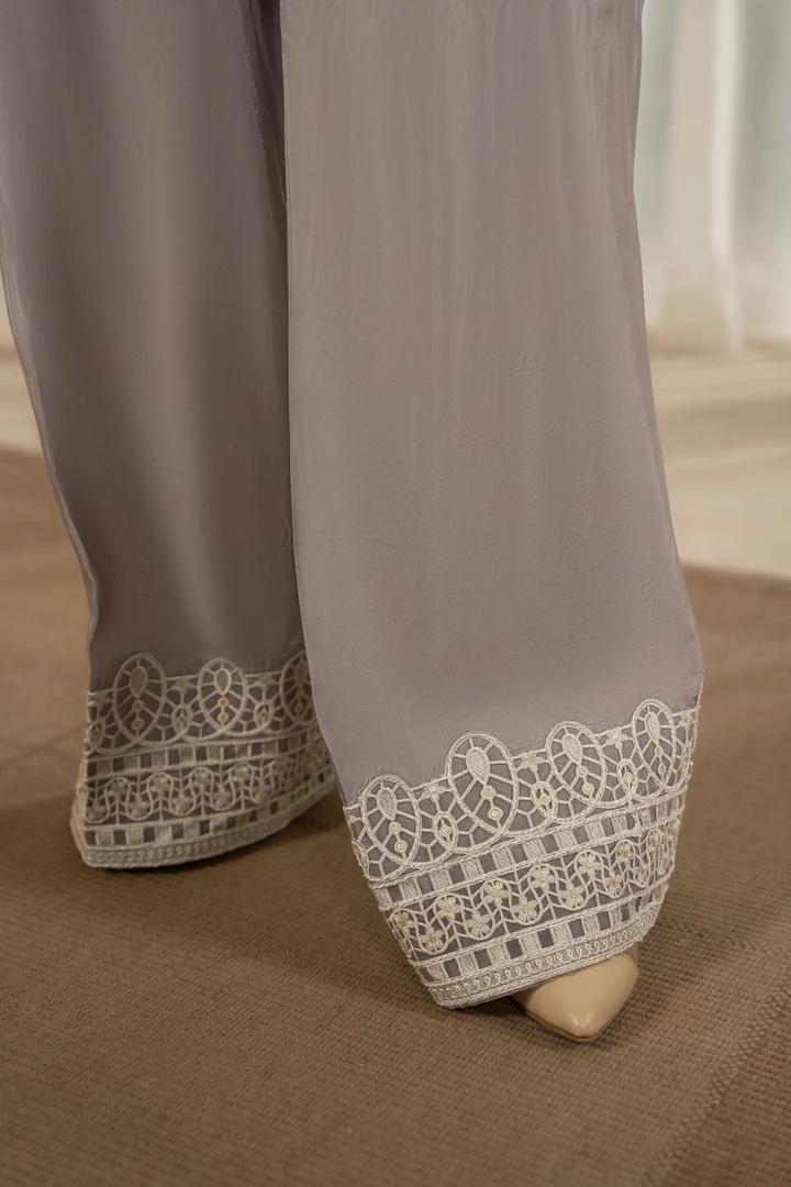 Multi Thread Embroidered Silk Suit - Image 14