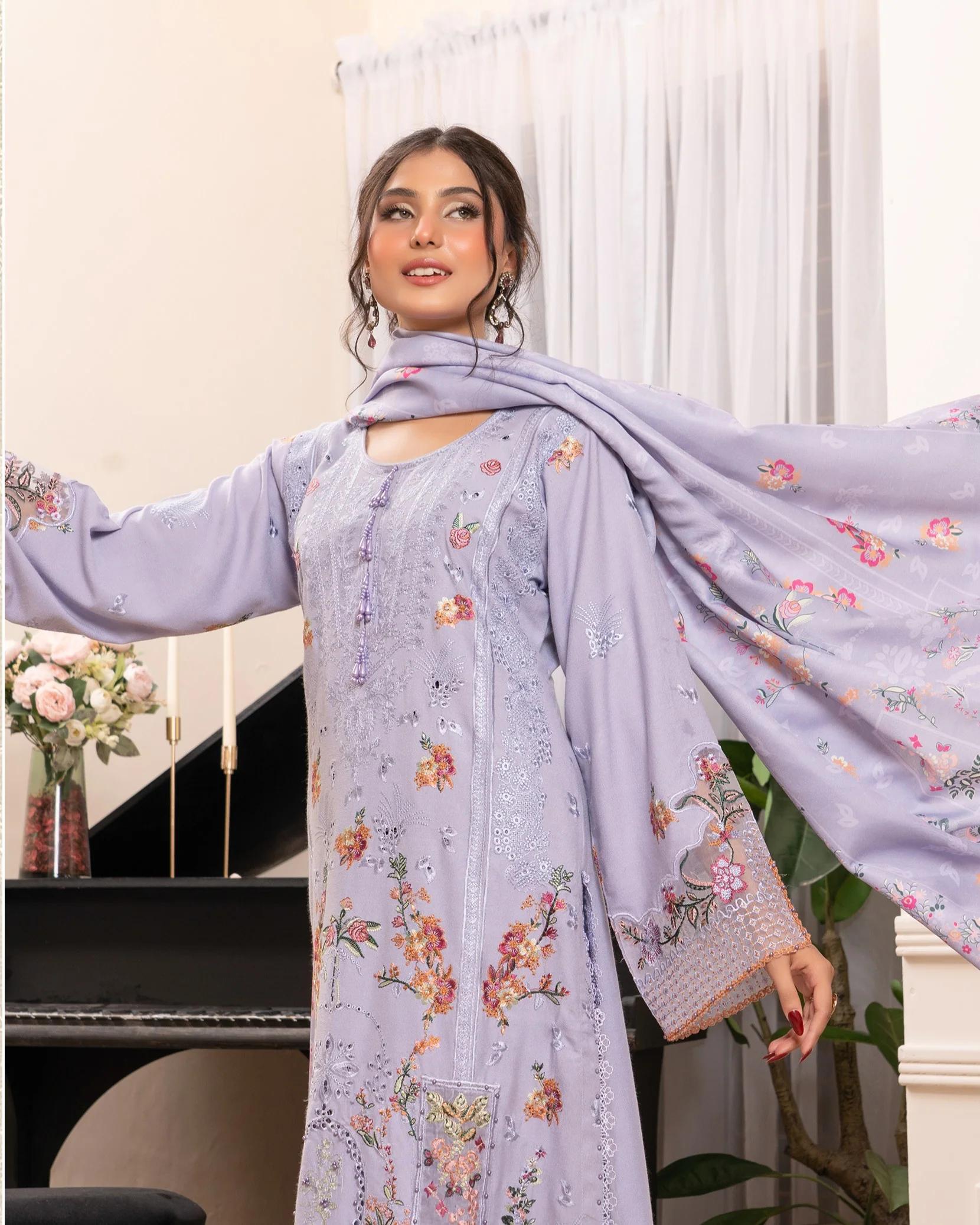 Embroidered Suit with Beaded Tassels - Image 3
