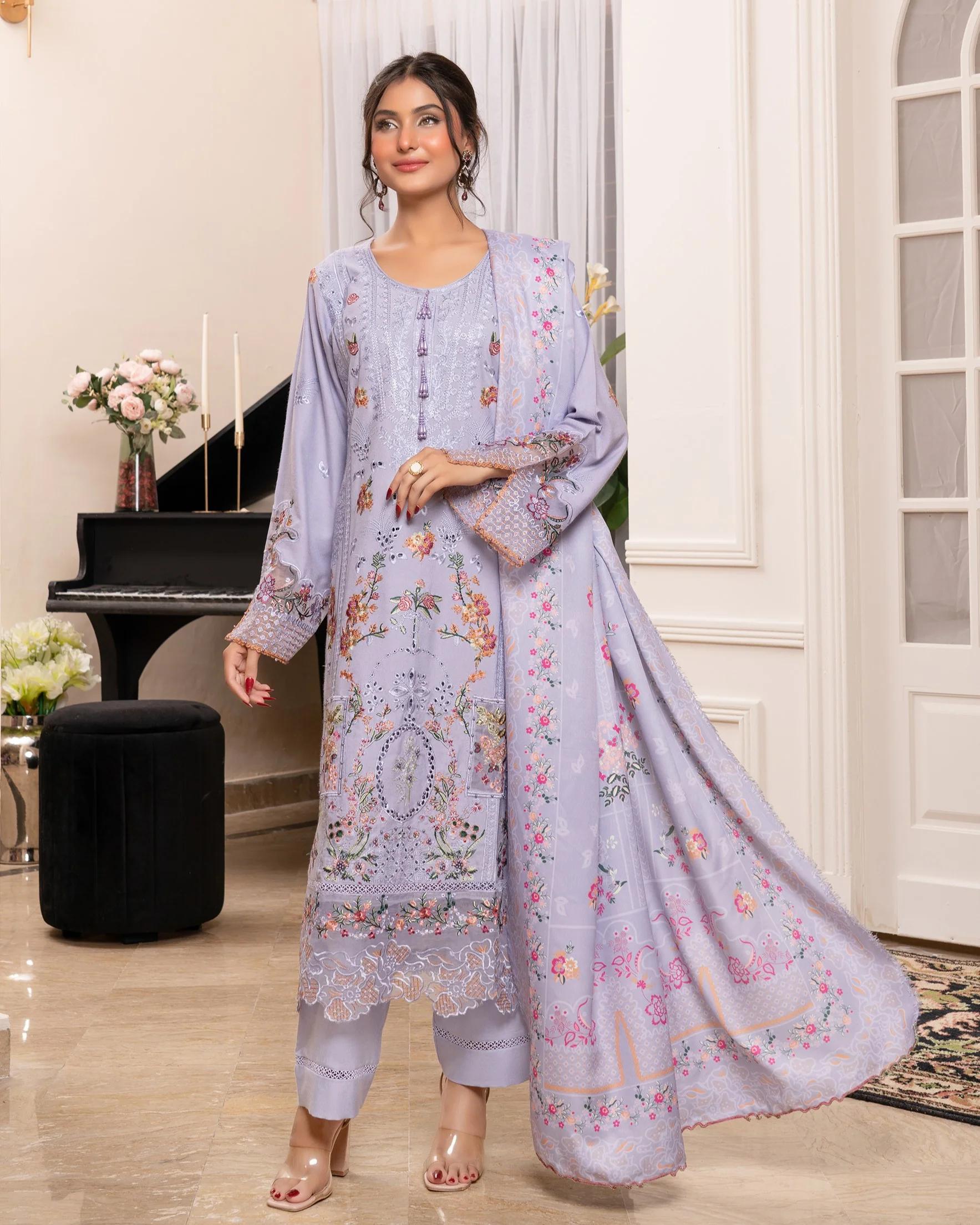 Embroidered Suit with Beaded Tassels