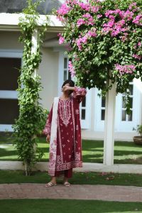 Rustic Maroon Lawn Suit - Thumbnail 1