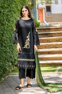 Cotton Chikan Suit with Crinkle Chiffon Dupatta - Thumbnail 3