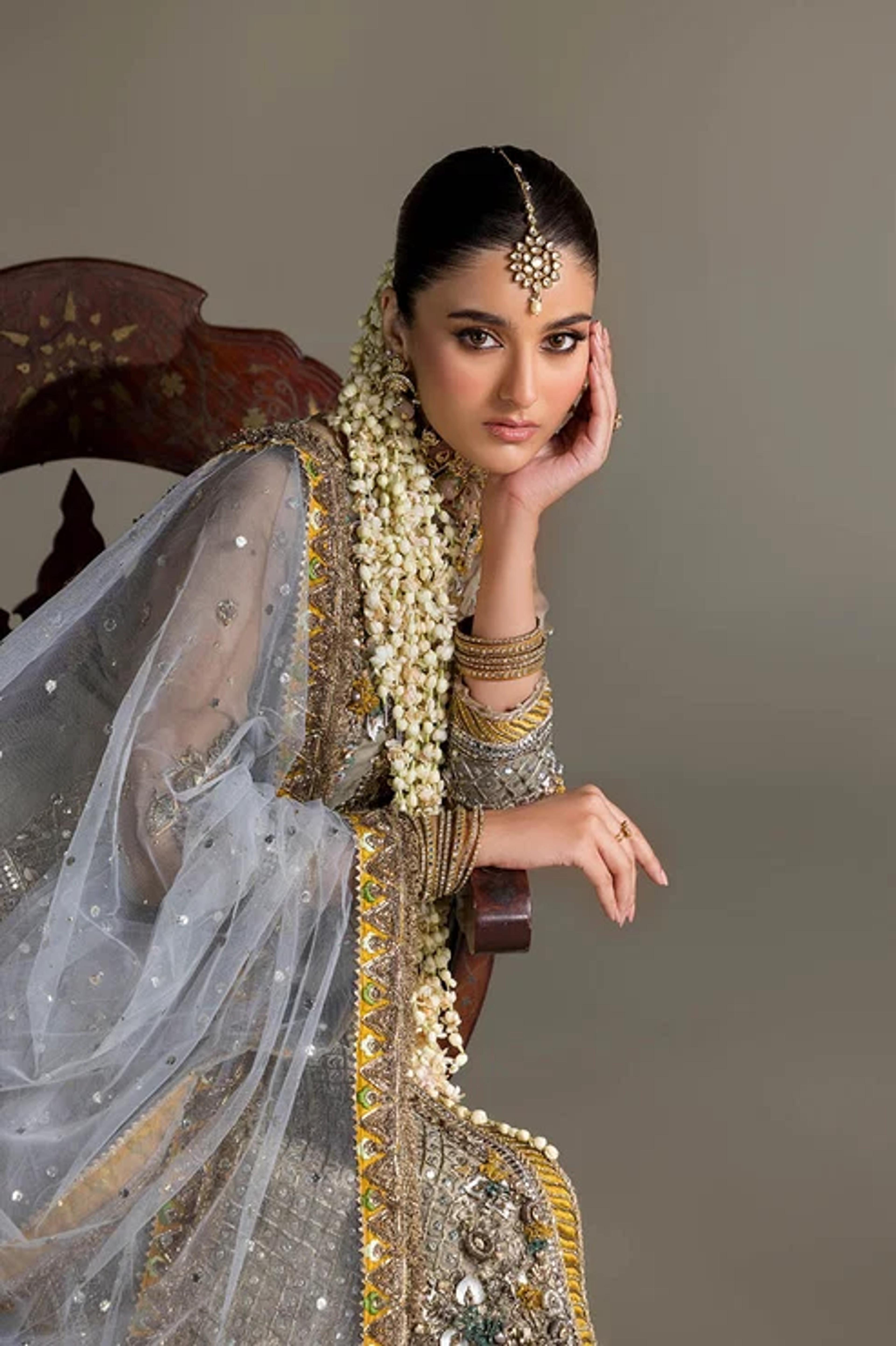 Banarsi Sharara Set with Mukesh Embroidery - Thumbnail 7