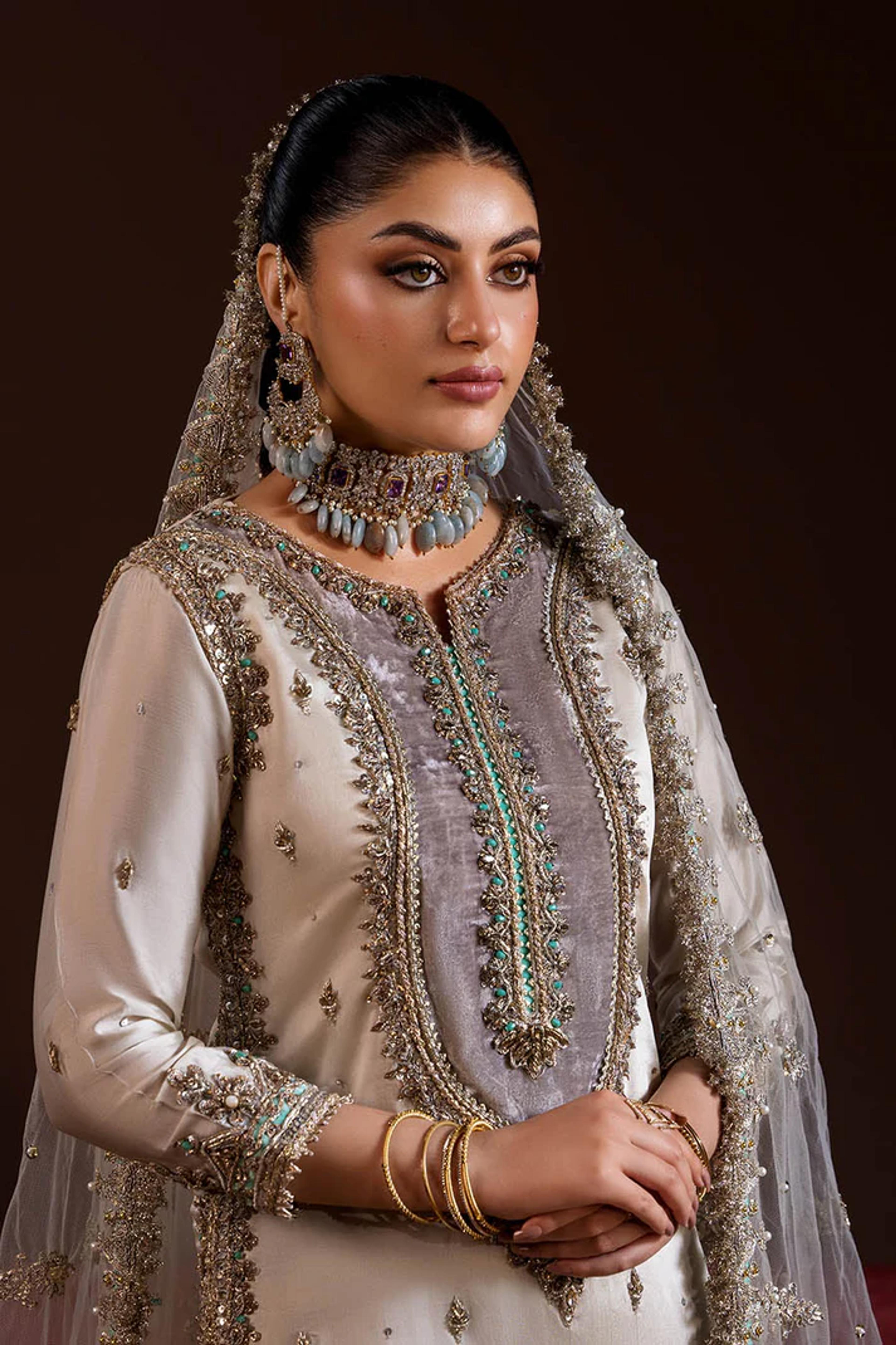 Silk Suit with Net Dupatta&Trousers - Thumbnail 8