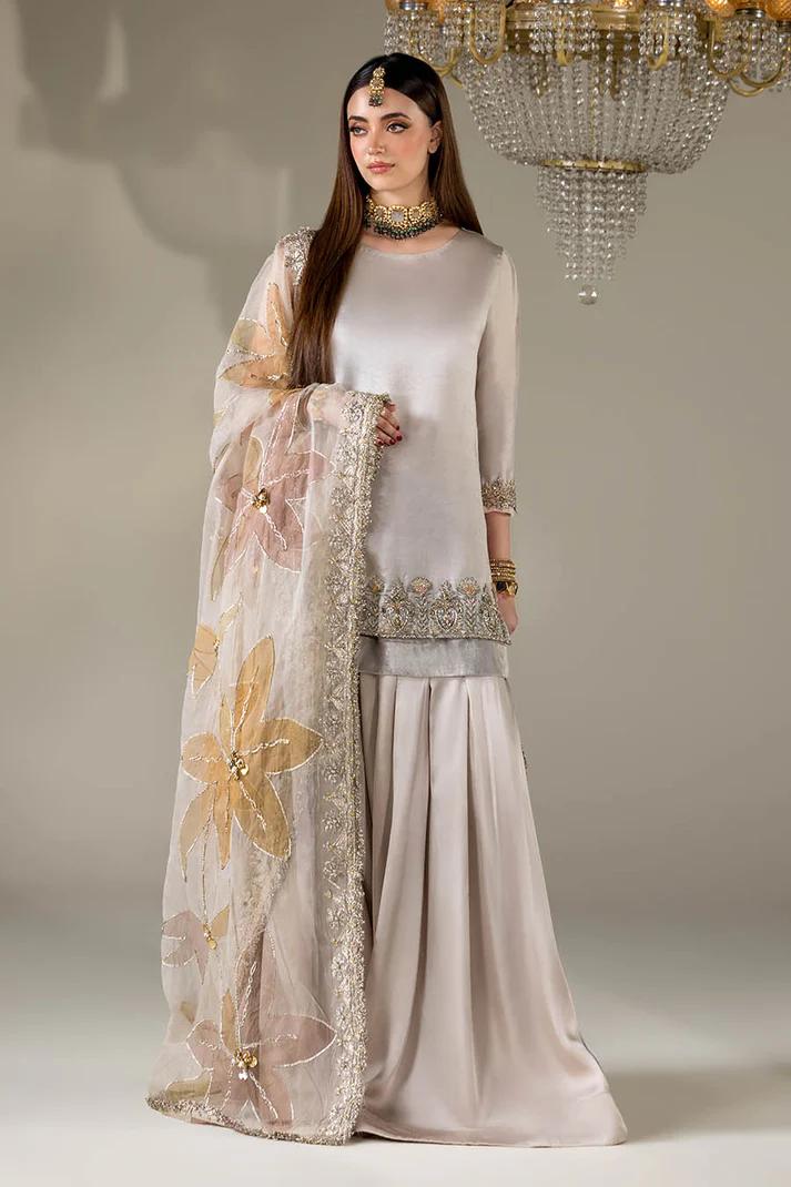 Silk Suit with Embellished Dupatta & Sharara - Image 2